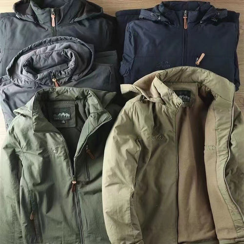 Herren nan wasserabweisende isolierte Allwetter-Trekkingjacke mit verstellbarer Kapuze und verdeckter Brusttasche Drune