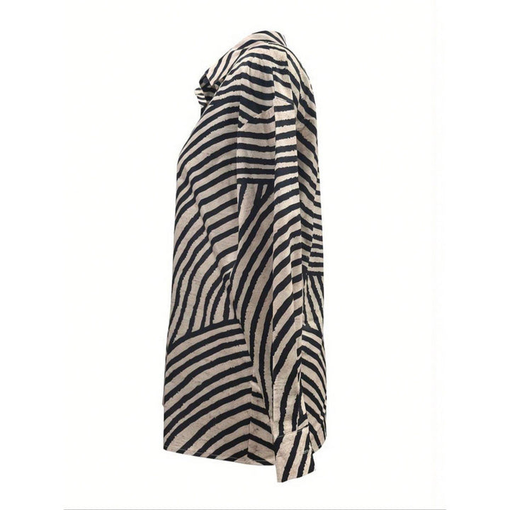 Frauen Button-Up Abstract Gestreifte Bluse Drune