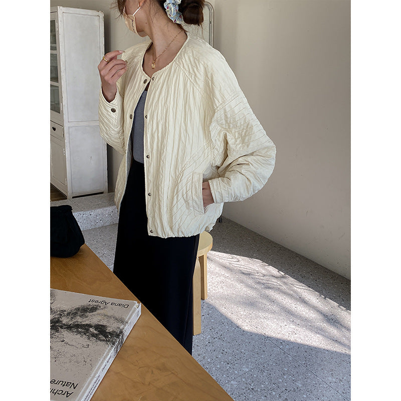 Damen lässige Steppjacke mit praktischem Druckknopfverschluss Drune