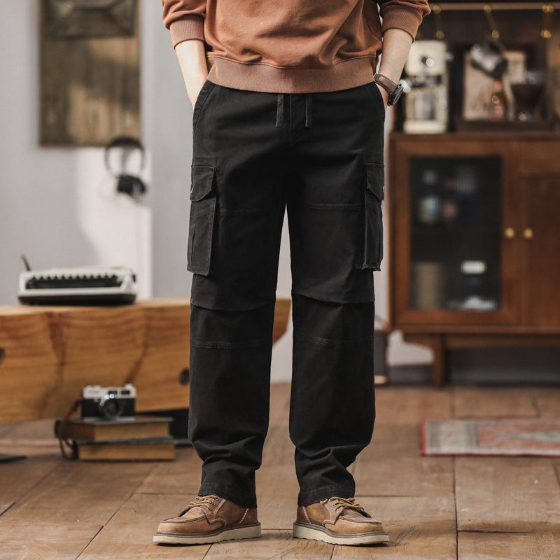 Herren Cargo-Hose im Utility-Stil mit Elastikbund, Kordelzug und Mehrfach-Taschen Drune