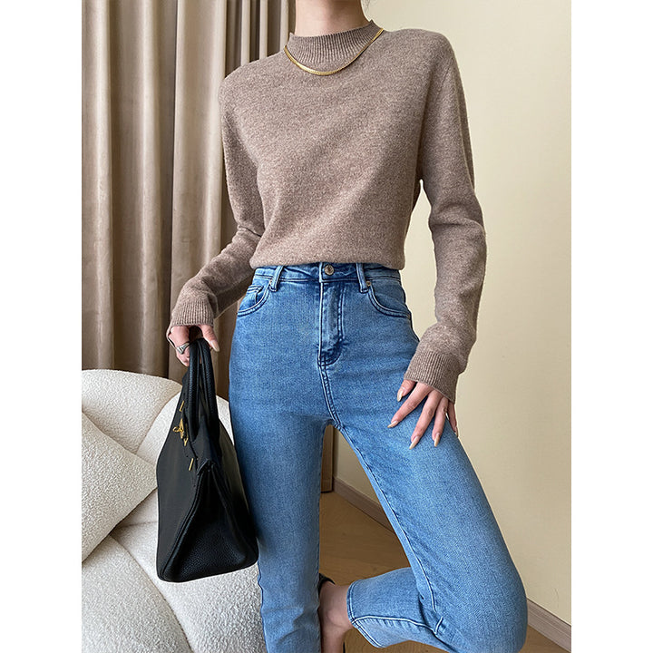 Damen hoch taillierte Jeans im modernen Schnitt mit schmalem Bein Drune