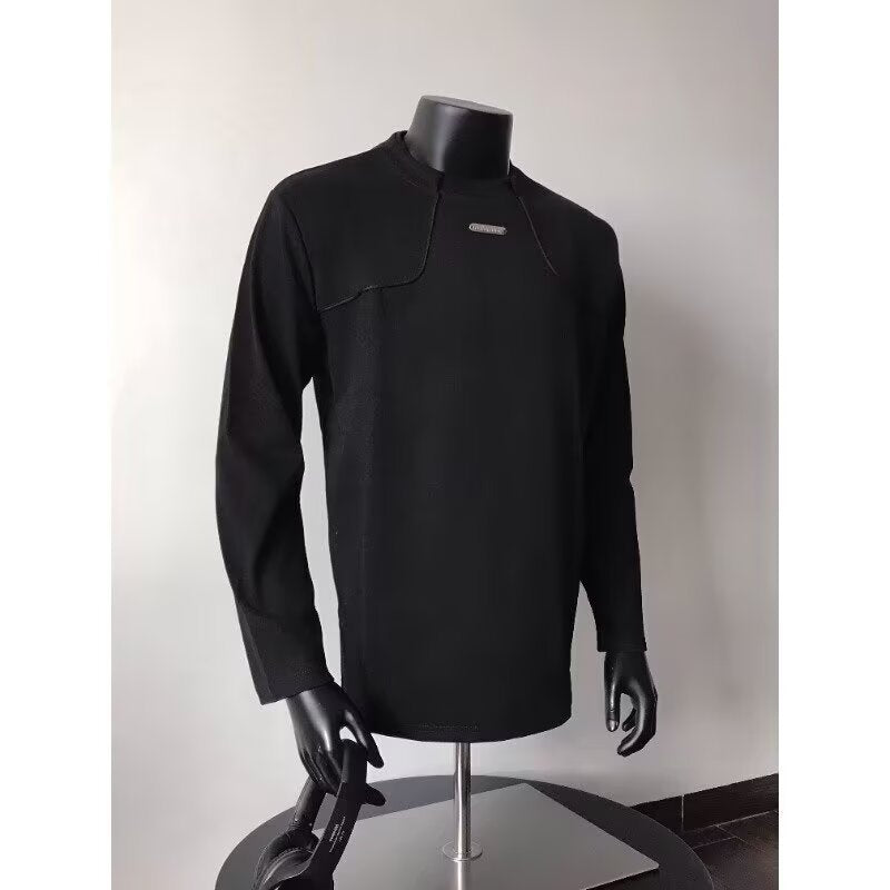 Herren Langärmeliges Urbanes Sweatshirt mit strukturierter Schulterpasse und Stehkragen Drune