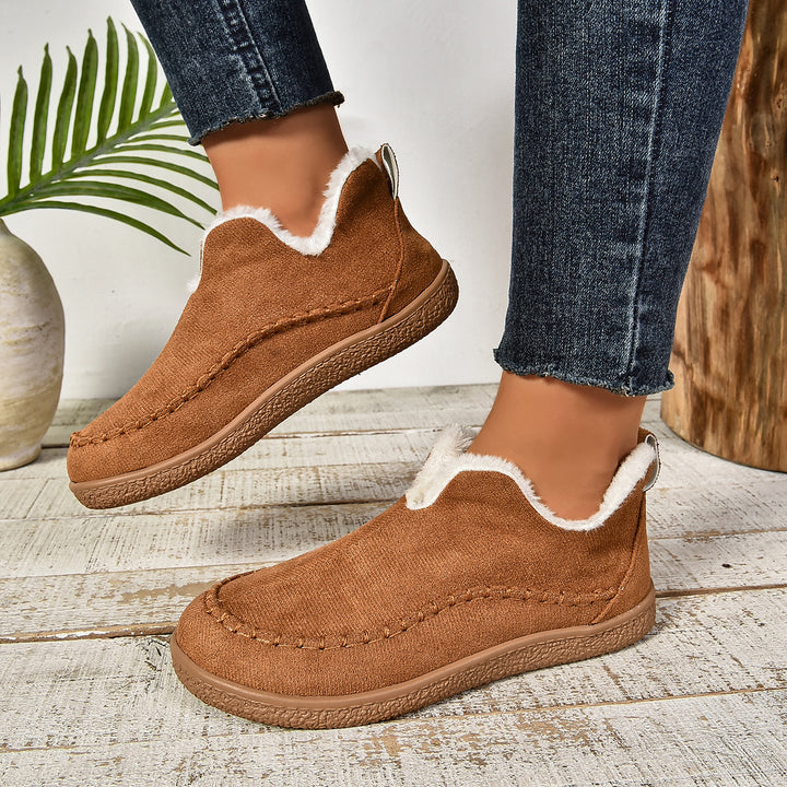 Damen Gefütterte Mokassin-Sneaker mit Kunstfellfutter und rutschfester Gummisohle Drune