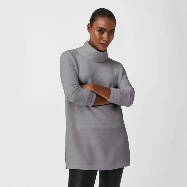 Damen Cozy Funnel Neck Tunika Pullover mit Übergrößen-Schnitt und seitlichen Schlitzen Drune