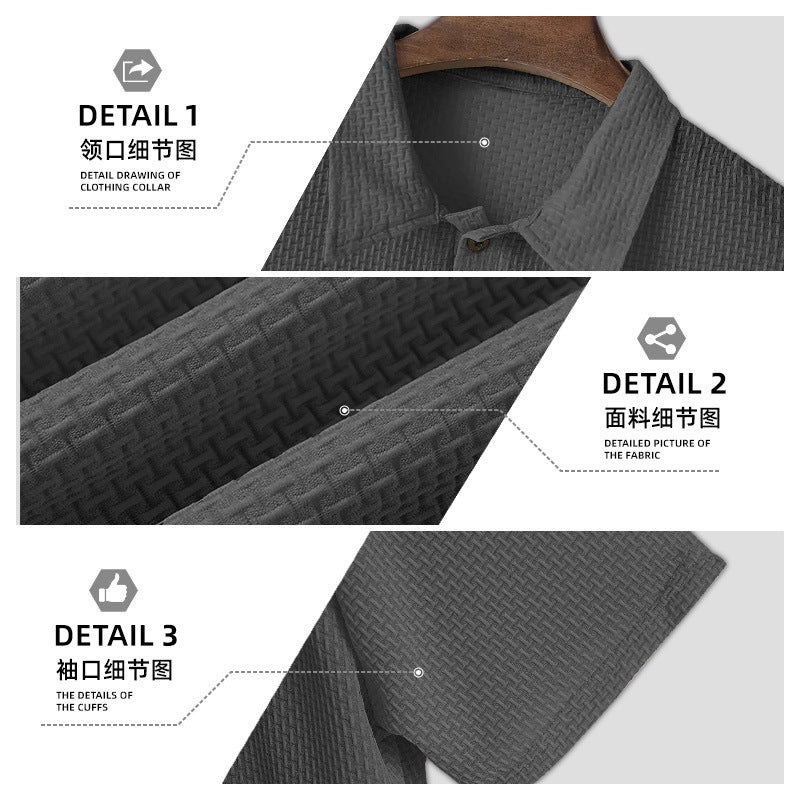 Herren nan strukturiertes Mikrojacquard-Poloshirt mit schlanker Passform und elastischem Komfortstretch Drune