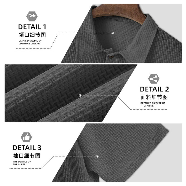 Herren nan strukturiertes Mikrojacquard-Poloshirt mit schlanker Passform und elastischem Komfortstretch Drune