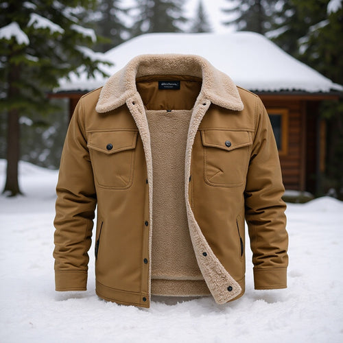 Herren Utility-Arbeitsjacke aus Canvas mit Kunstfellkragen und gesteppter Innenfütterung Drune