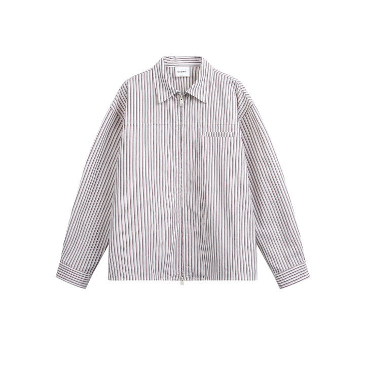 Herren Gestreiftes Overshirt mit Zwei‑Wege‑Reißverschluss und Brusttasche Drune