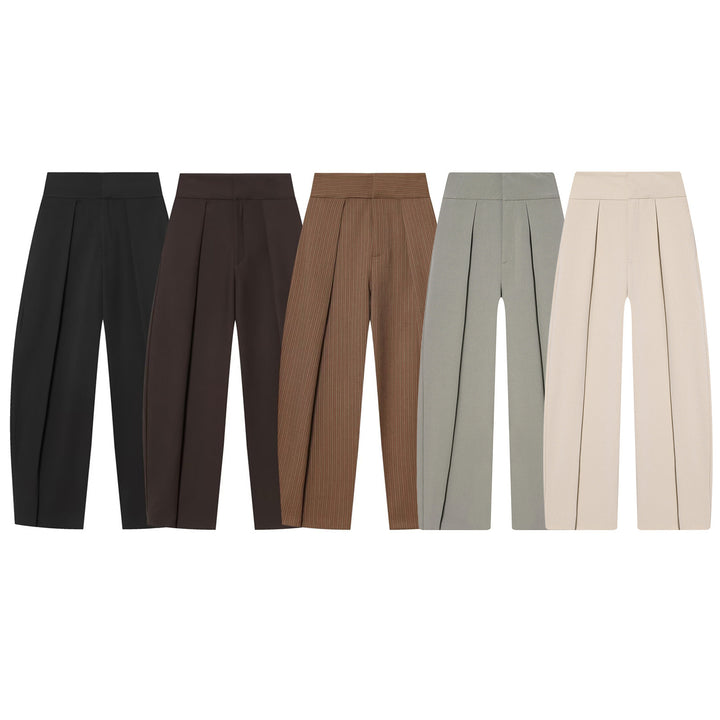 Damen Hochtaillierte Plissée-Hose mit weitem Bein und markanten Vorderfalten Drune