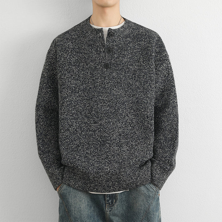 Herren Grobstrick Pullover mit Knopfleiste Drune
