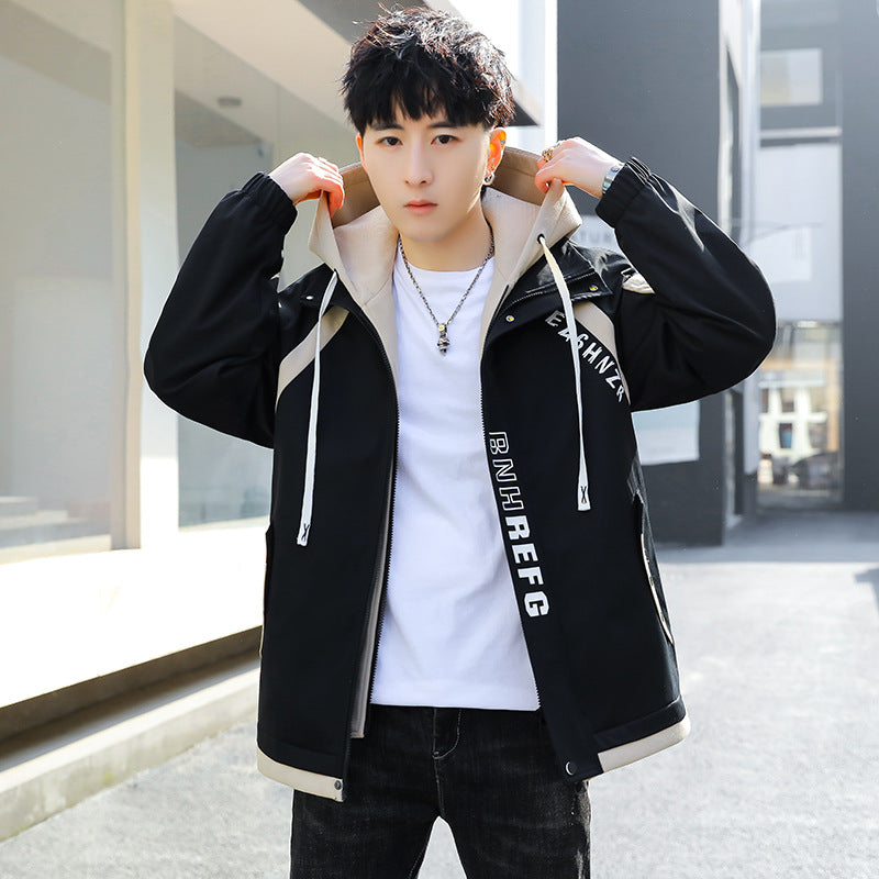 Herren Oversize-Windbreaker mit Kapuze, sportlichem Frontprint und Kontrastpanelen Drune