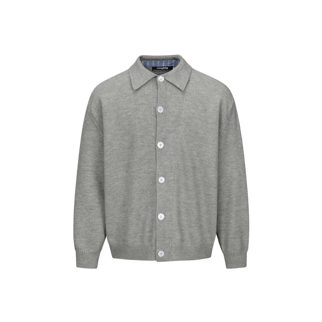 Herren Strick-Cardigan mit Hemdkragen, durchgehender Knopfleiste und geripptem Saum Drune