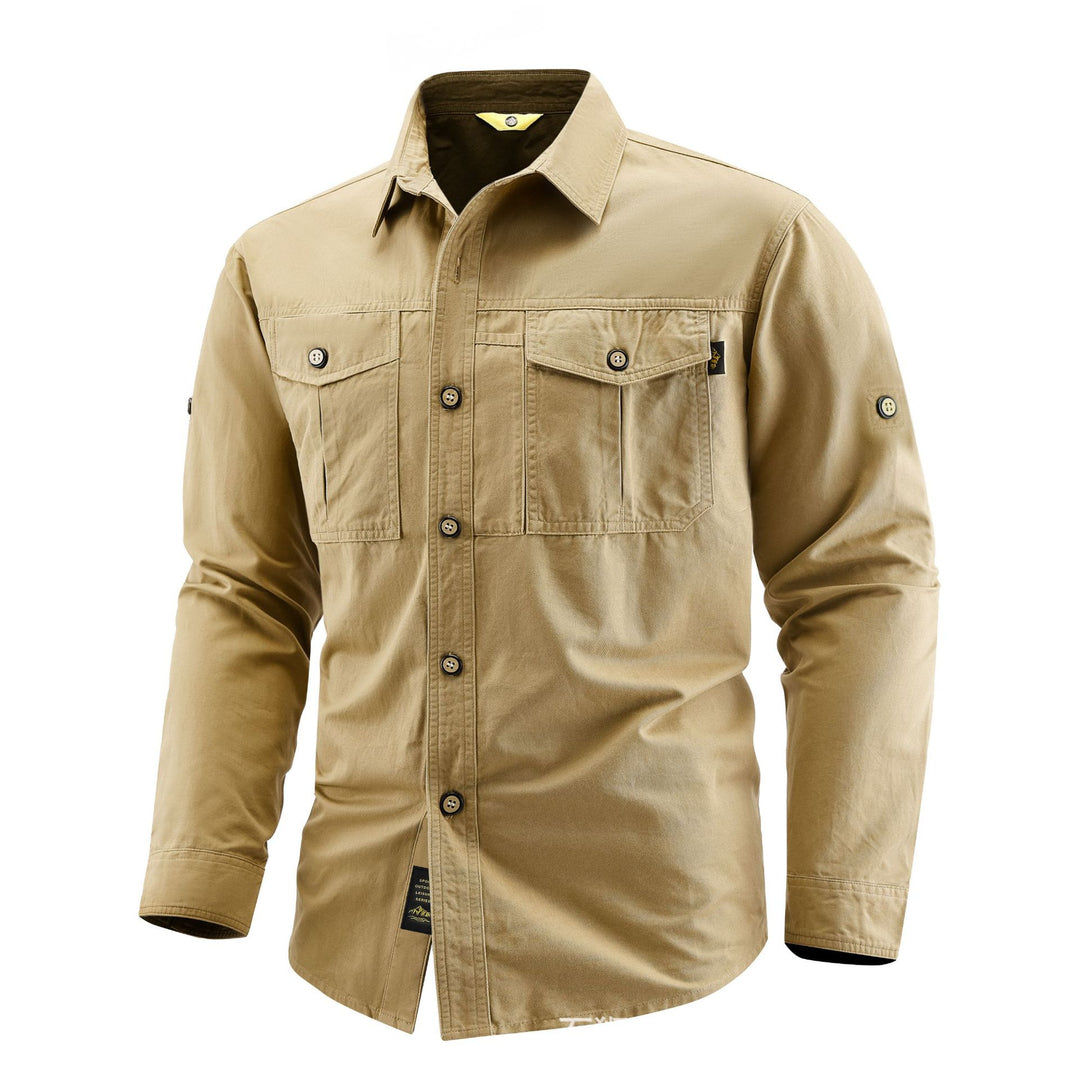 Herren Canvas-Overshirt im Field‑Style mit Brustklappen und durchgehender Knopfleiste Drune