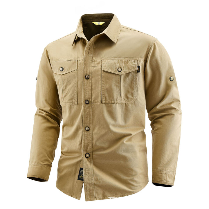 Herren Canvas-Overshirt im Field‑Style mit Brustklappen und durchgehender Knopfleiste Drune