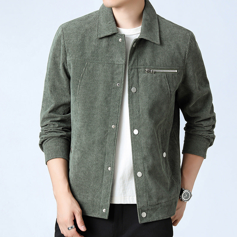 Herren Cord‑Overshirt aus Breitcord mit Druckknopf‑Front und Zipper‑Brusttasche Drune