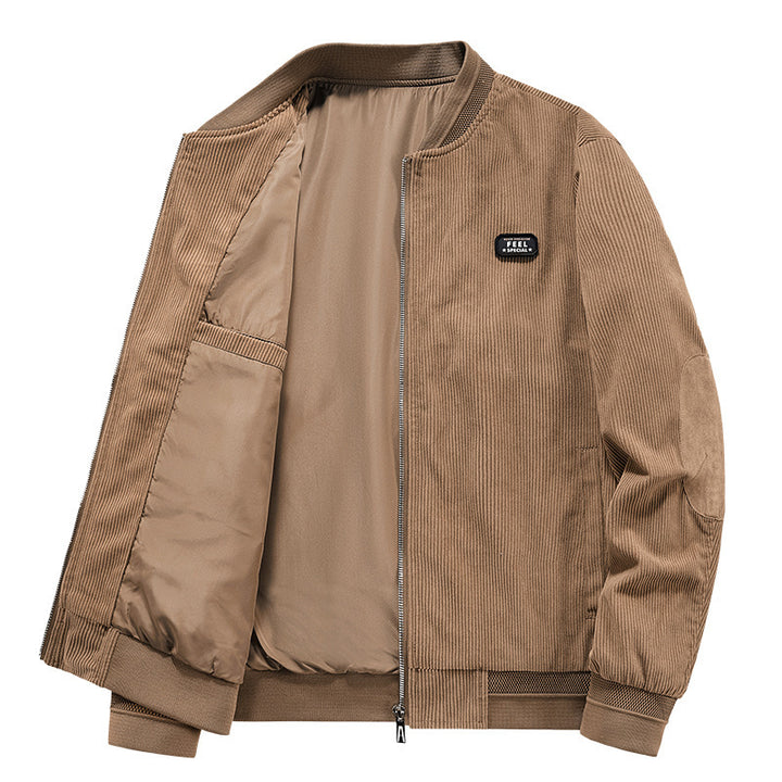 Herren Cord-Blouson im Bomberstil mit Ellbogenpatches und verdeckter Innentasche Drune