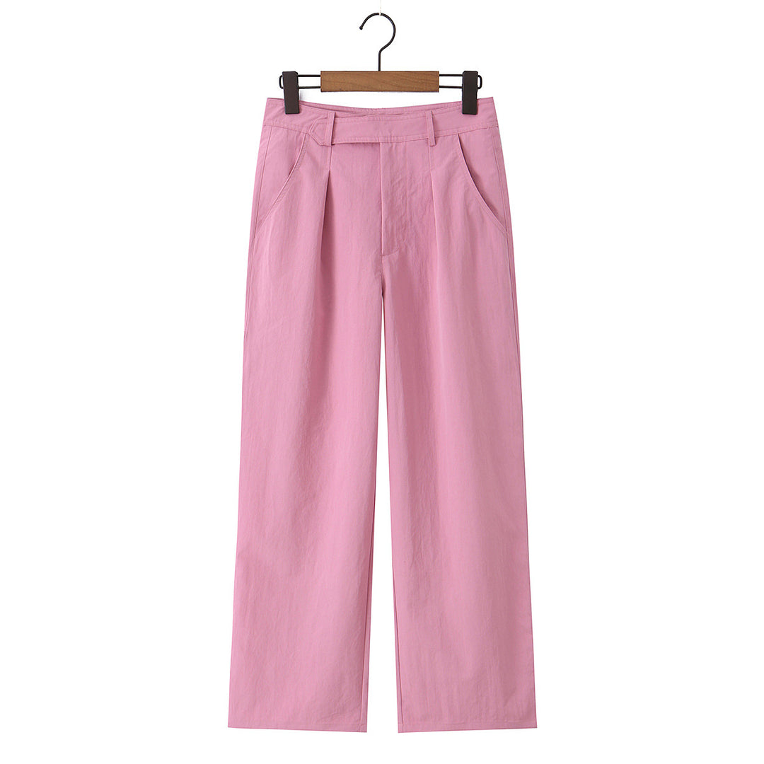 Damen nan weite Highwaist-Hose mit Bügelfalte, Bundfalten und geradem Bein Drune