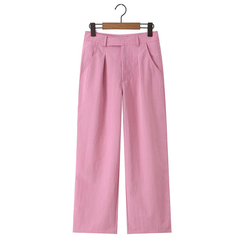 Damen nan weite Highwaist-Hose mit Bügelfalte, Bundfalten und geradem Bein Drune