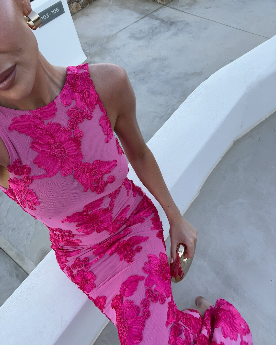 Damen Elegantes Hochzeitskleid mit floralen Applikationen Drune