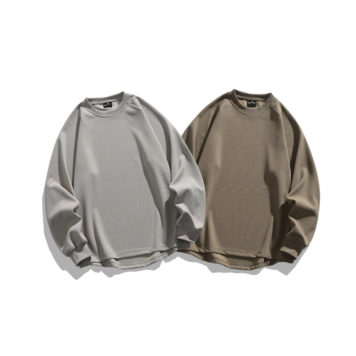 Unisex Oversize Waffelstrick-Sweatshirt mit Rundhalsausschnitt Drune
