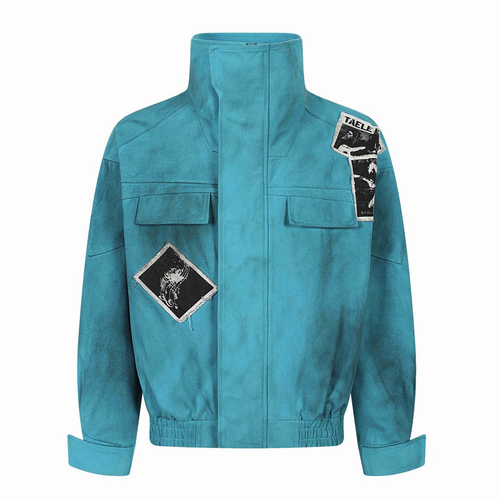 Damen Kurzer Boxy‑Blouson mit hohem Stehkragen, aufgesetzten Patches und elastischem Saum Drune