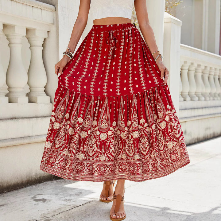 Damen Maxi-Rock mit elegantem Paisley-Design und fließendem Schnitt Drune