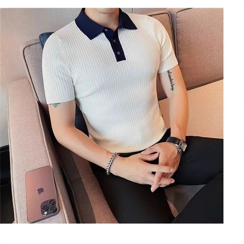 Herren Kurzarm Poloshirt mit Rippstruktur Drune