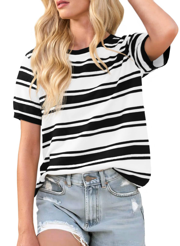 Damen Lässiges Streifen-T-Shirt Drune