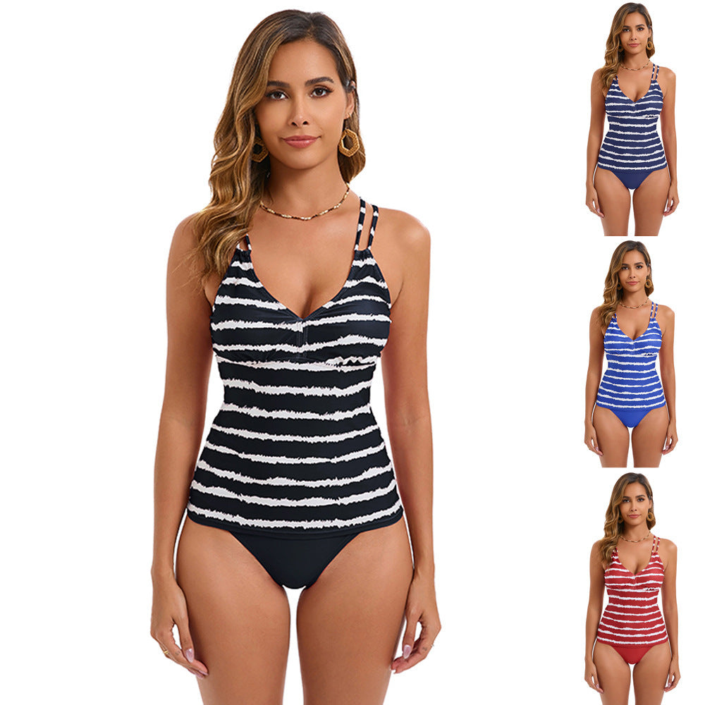 Damen Tankini mit modischem Streifenmuster Drune