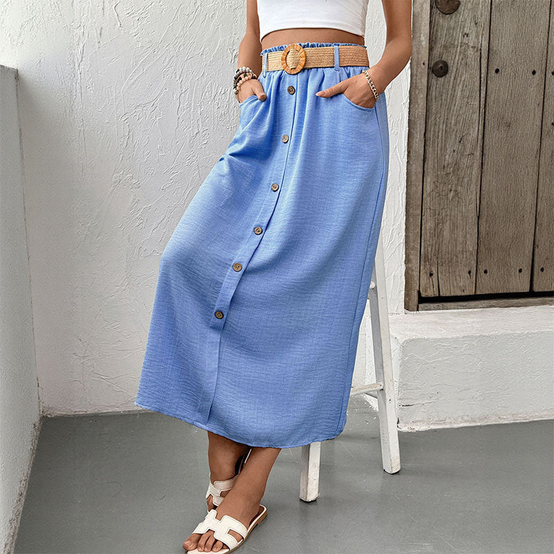Damen Elegante Maxiröcke mit Knopfdetails Drune