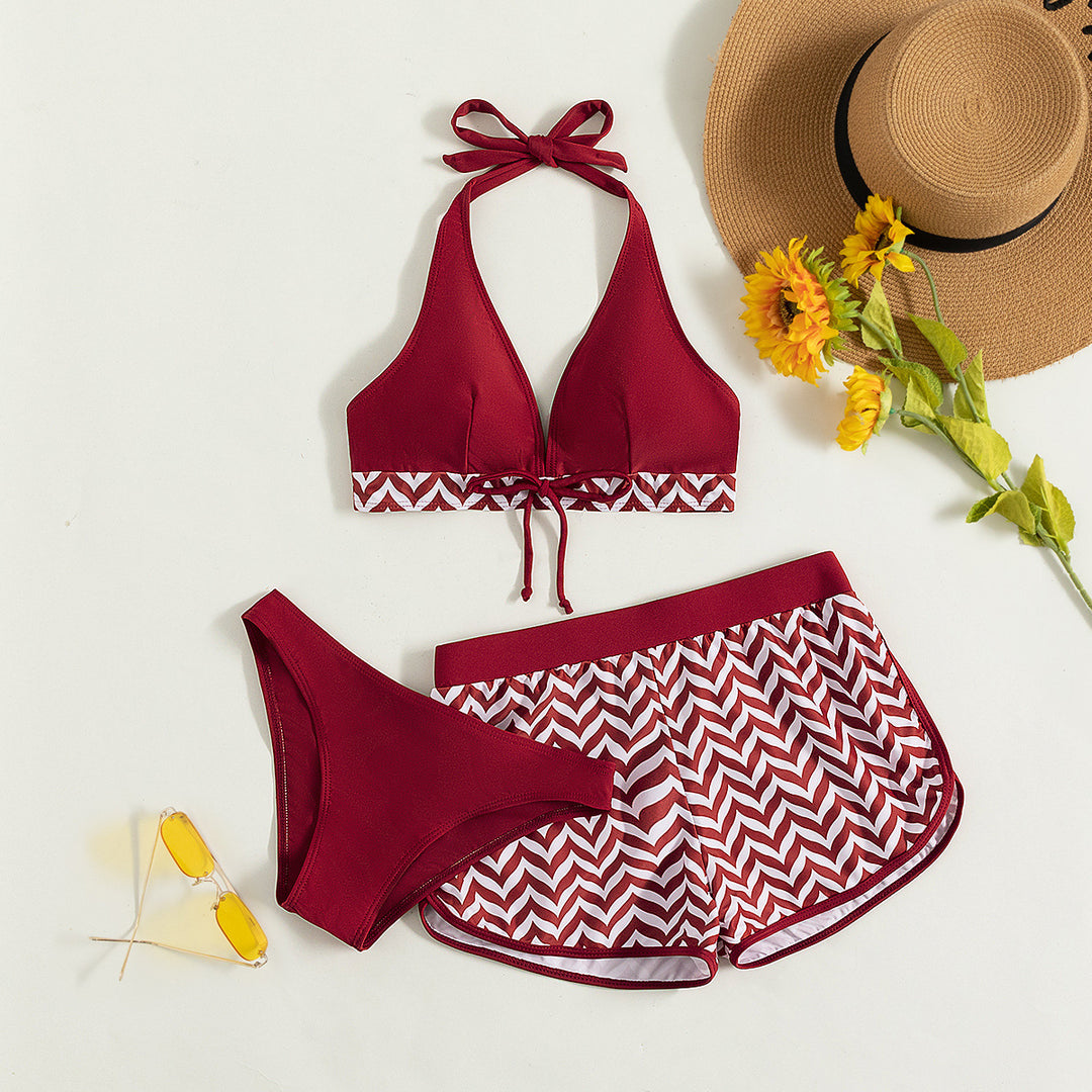 Damen Sport-Bikini-Set mit hoch geschnittenem Oberteil und komfortablen Shorts Drune