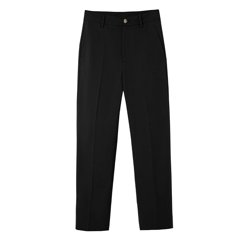 Damen Hochtaillierte gerade geschnittene Chino-Hose mit Bügelfalte Drune