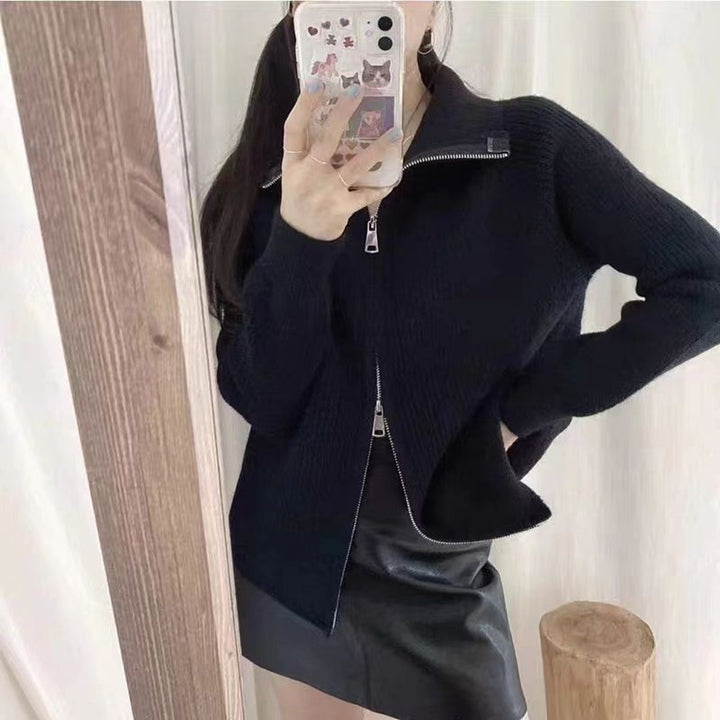Damen Strickjacke mit asymmetrischem Reißverschluss Drune