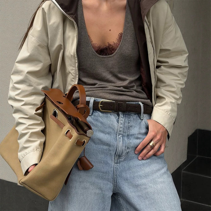 Damen Leichte Bomberjacke im Colorblock‑Stil mit hohem Stehkragen Drune