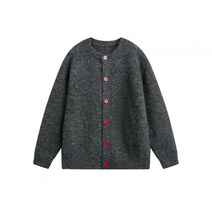 Damen Geknöpfte Strickjacke im Oversize‑Cut mit Rundhals, Rippbündchen und kontrastknöpfen Drune