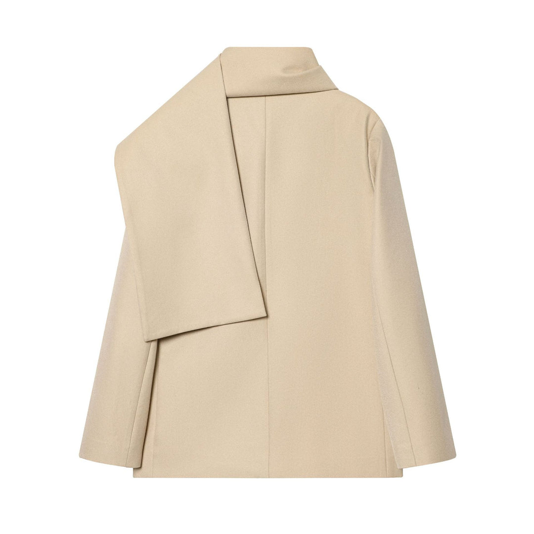 Damen nan kastiger Mantel mit integriertem Schal, kastigem Cape-Schnitt und einreihiger Knopfleiste Drune