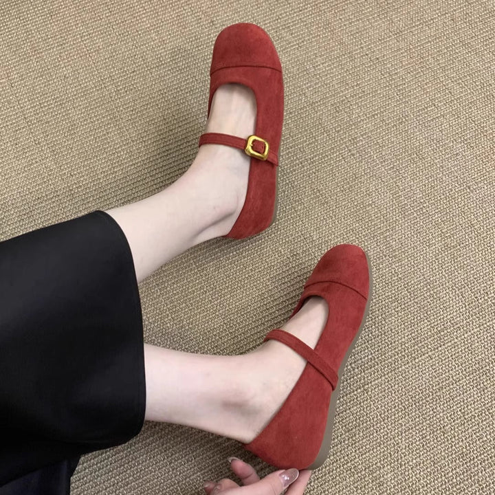 Damen Ballerinas mit verstellbarem Riemen und weichem Innenfutter Drune
