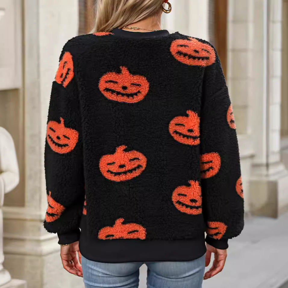Damen Kuscheliger Sweatshirt mit Halloween-Motiv Drune