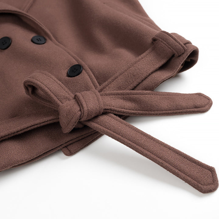 Damen modische Kurztrenchjacke mit Taillengürtel Drune