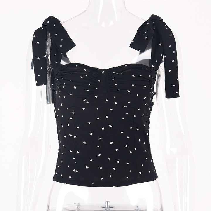 Damen Crop Top mit verspielten Schleifenärmeln und Raffung Drune