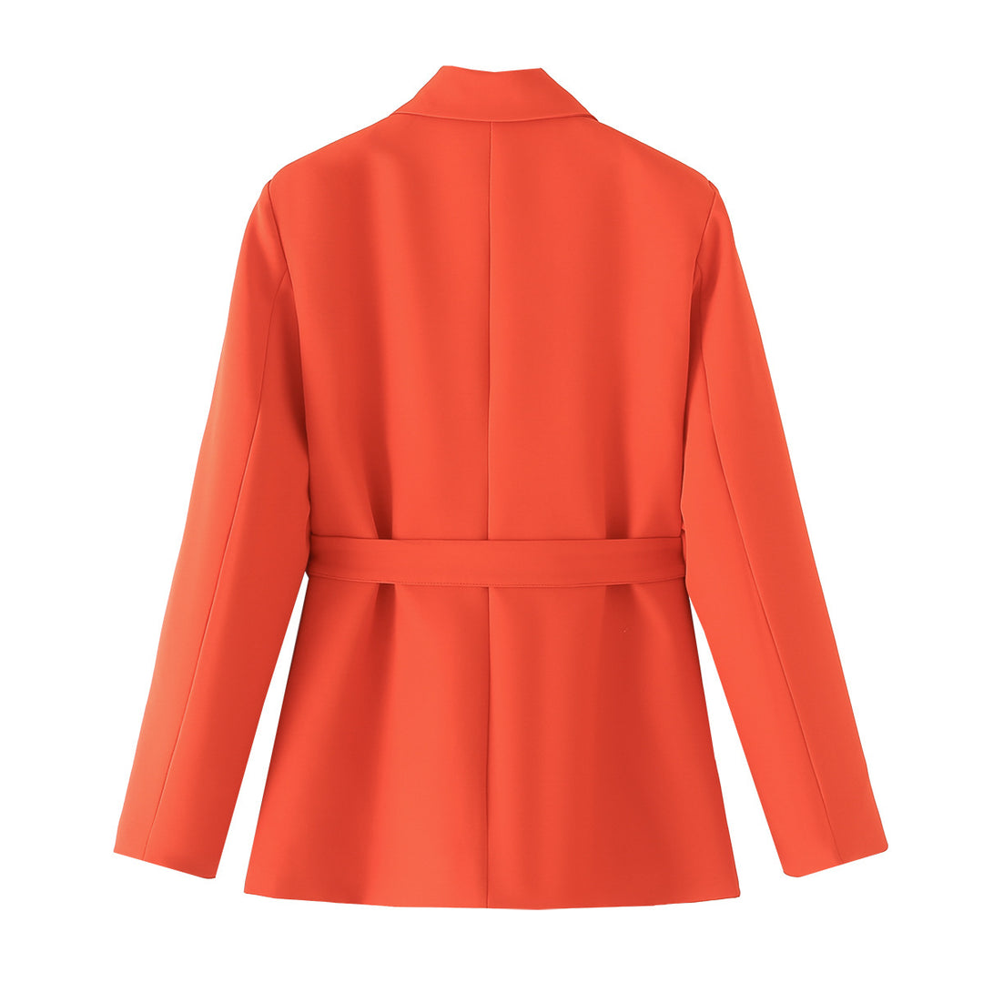 Damen taillierte Blazerjacke mit praktischen Taschen und Bindegürtel Drune