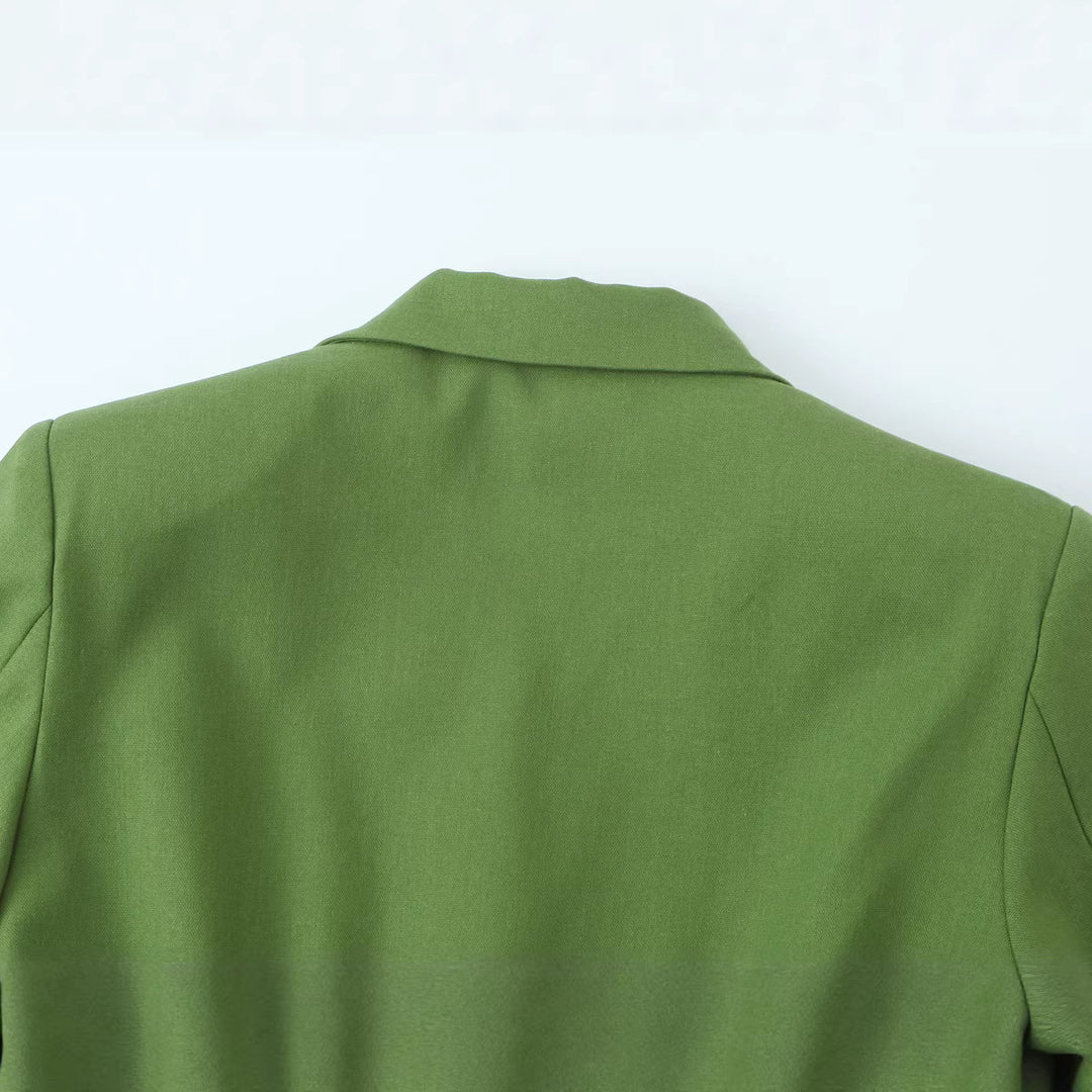 Damen Taillierter Blazer mit Tunnelzug-Taille, Reverskragen und Schmuckknöpfen Drune