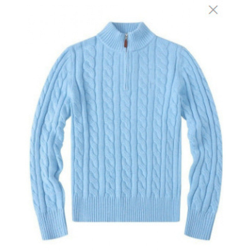 Herren Kabelstrickpullover mit Halbzip und Stehkragen aus weicher Kaschmirmischung Drune
