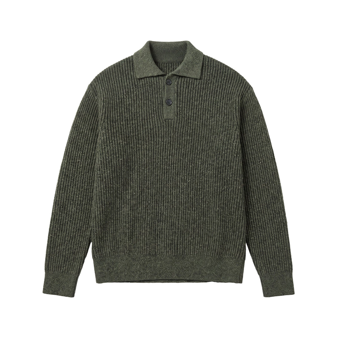 Herren Strickpullover mit Polokragen und markanter Rippenstruktur Drune