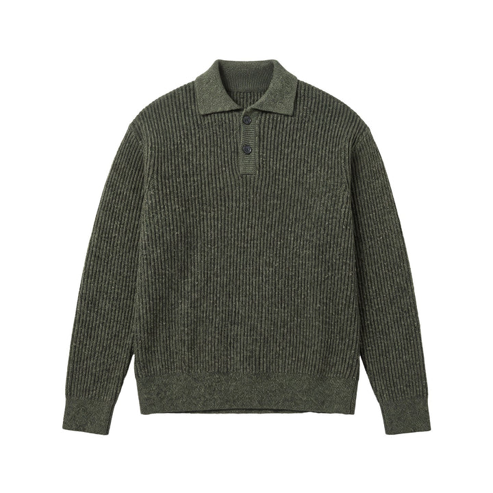Herren Strickpullover mit Polokragen und markanter Rippenstruktur Drune