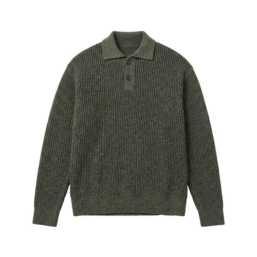 Herren Strickpullover mit Polokragen und markanter Rippenstruktur Drune