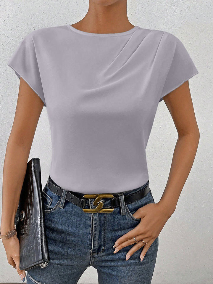 Damen Elegantes Kurzarm-Top mit modernem Schnitt und fließendem Stoff Drune