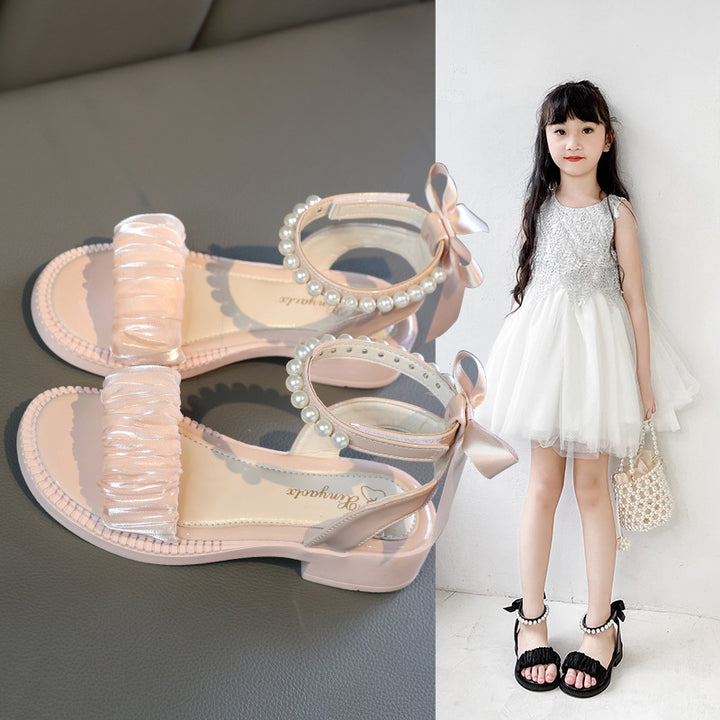 Damen Elegante Perlen-Besetzte Knöchelriemen Sandalen Drune
