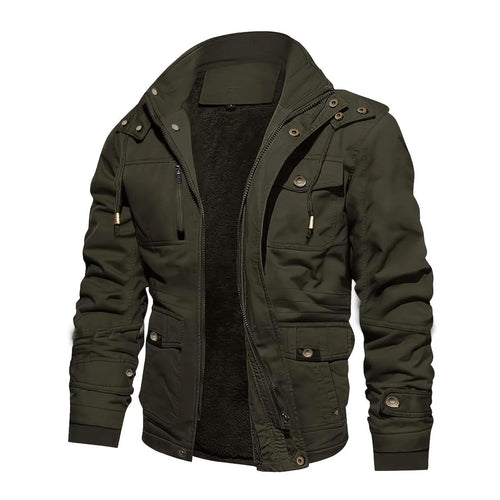 Herren gefütterte Utility-Feldjacke mit Kapuze und Teddyfutter Drune