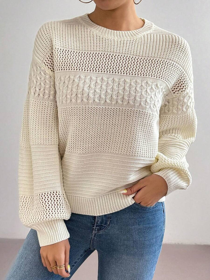 Damen Strickpullover mit modernem Lochmuster Drune